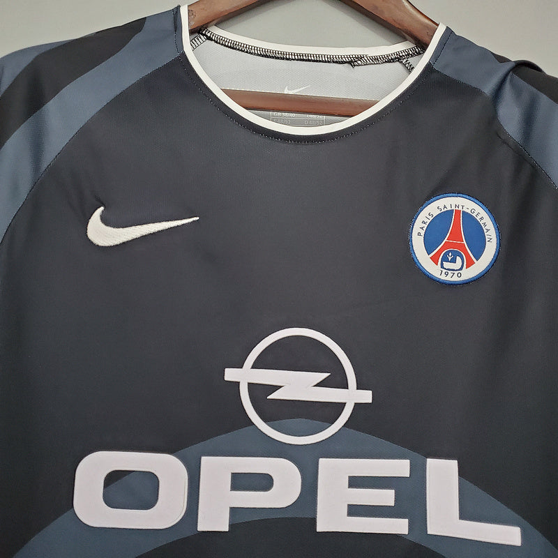 Camisola PSG Retrô 2001/2002 - Cinza e Preta