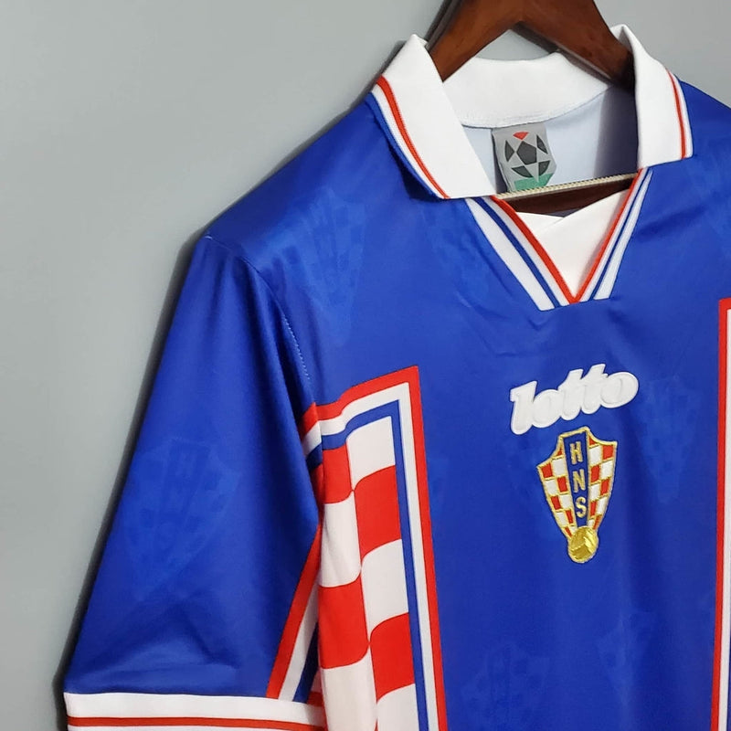 Camisola Croácia Retrô 1998 Azul, Vermelha e Branca - Lotto