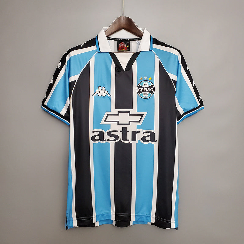 Camisola Grêmio Retrô 2000 Azul e Preta -